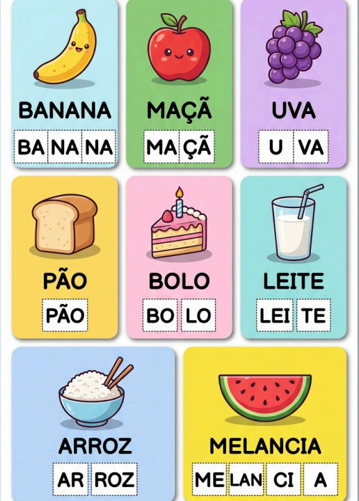 Atividade de Montagem de Palavras do corpo: MÃ+O=MÃO, O+LHO=OLHO, BO+CA=BOCA